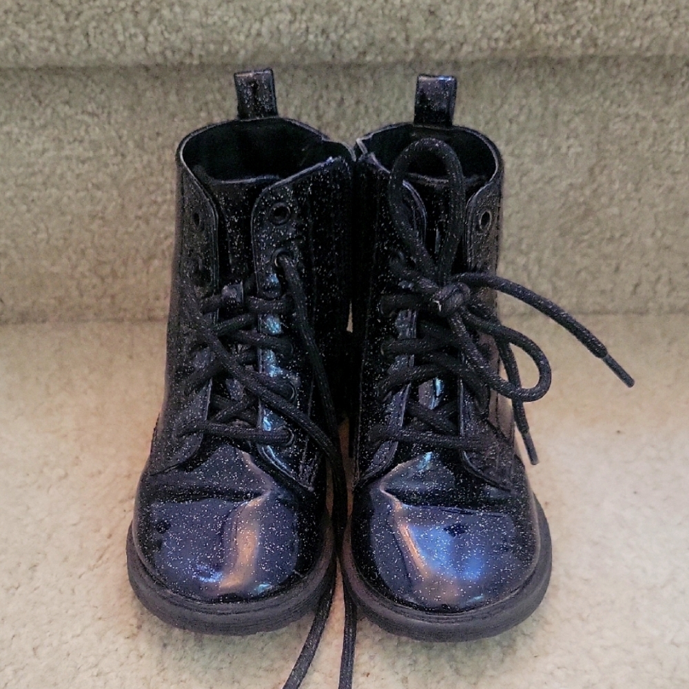Black Glitter Kids Boots